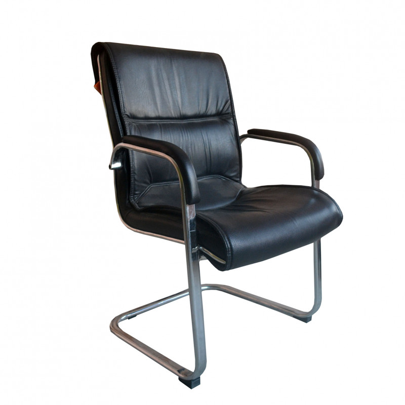 Faux Leather Office Chairs Metal Chrome Legs High Back