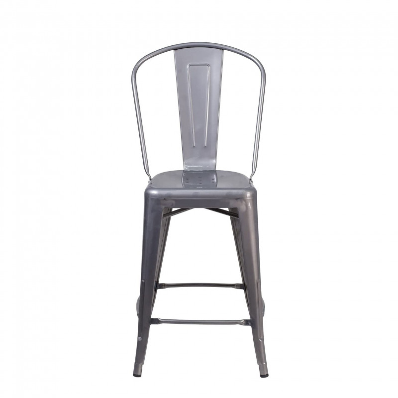 24'' High Clear Coated Indoor Counter Height Stool with Back