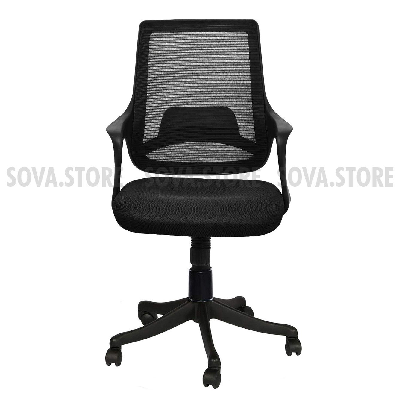 Ergonomic Mid Back Work from Home Revolving Chair, Mesh Back Executive Office Chair- Black